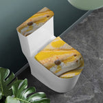 Yellow And White Python Snake Print Toilet Lid And Tank Cover Set
