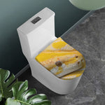 Yellow And White Python Snake Print Toilet Lid Cover
