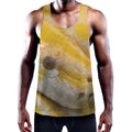 Yellow And White Python Snake Print Men's Workout Tank Top