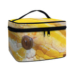 Yellow And White Python Snake Print Travel Makeup Bag