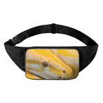 Yellow And White Python Snake Print Waist Bag