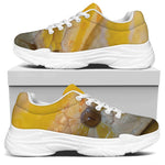 Yellow And White Python Snake Print White Chunky Shoes