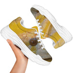 Yellow And White Python Snake Print White Chunky Shoes