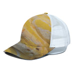 Yellow And White Python Snake Print White Mesh Trucker Cap