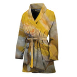 Yellow And White Python Snake Print Women's Bathrobe