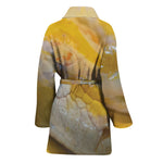 Yellow And White Python Snake Print Women's Bathrobe