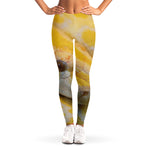 Yellow And White Python Snake Print Women's Leggings