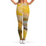 Yellow And White Python Snake Print Women's Leggings