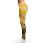 Yellow And White Python Snake Print Women's Leggings