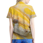 Yellow And White Python Snake Print Women's Polo Shirt