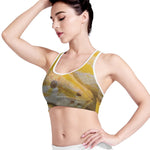 Yellow And White Python Snake Print Women's Sports Bra
