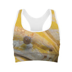 Yellow And White Python Snake Print Women's Sports Bra