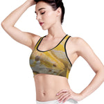 Yellow And White Python Snake Print Women's Sports Bra