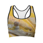 Yellow And White Python Snake Print Women's Sports Bra
