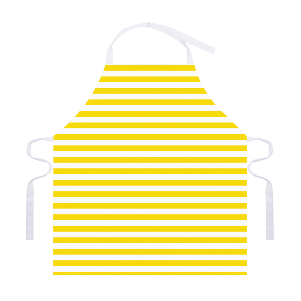 Yellow And White Striped Pattern Print Adjustable Apron