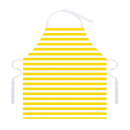Yellow And White Striped Pattern Print Adjustable Apron