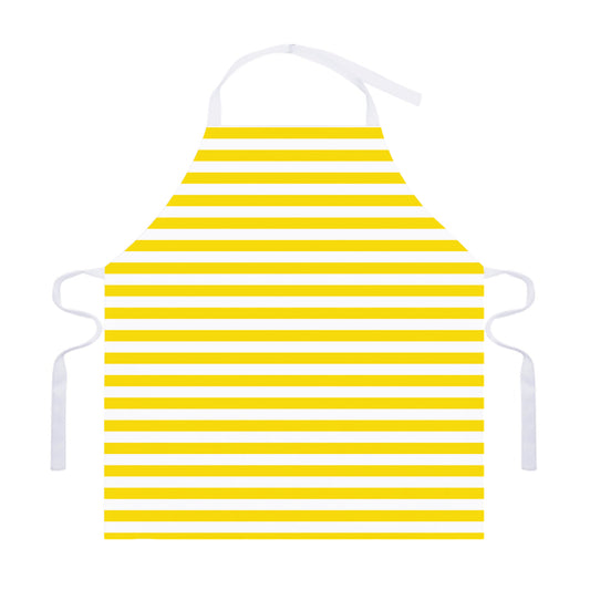 Yellow And White Striped Pattern Print Adjustable Apron