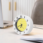 Yellow And White Striped Pattern Print Alarm Clock