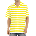 Yellow And White Striped Pattern Print Aloha Shirt