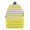 Yellow And White Striped Pattern Print School Backpack