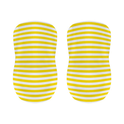 Yellow And White Striped Pattern Print Bar Stool Covers