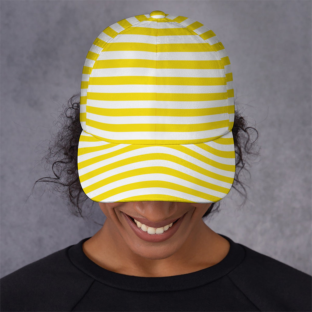 Yellow And White Striped Pattern Print Baseball Cap