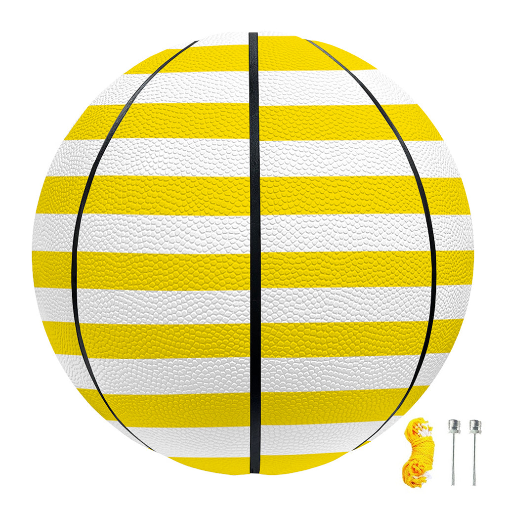 Yellow And White Striped Pattern Print Basketball