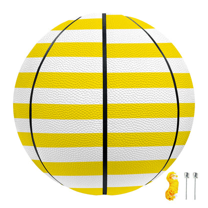 Yellow And White Striped Pattern Print Basketball