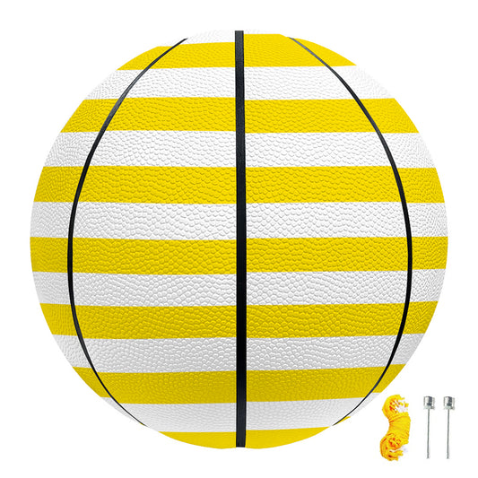 Yellow And White Striped Pattern Print Basketball