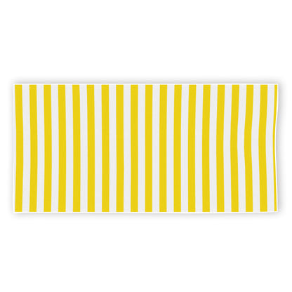 Yellow And White Striped Pattern Print Beach Towel