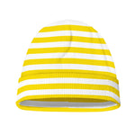 Yellow And White Striped Pattern Print Beanie