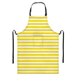 Yellow And White Striped Pattern Print Bib Apron With Pocket
