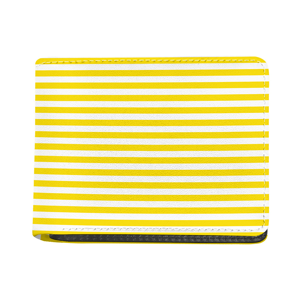 Yellow And White Striped Pattern Print Bifold Wallet