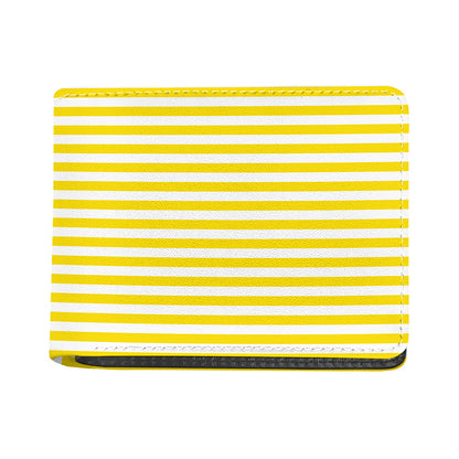 Yellow And White Striped Pattern Print Bifold Wallet