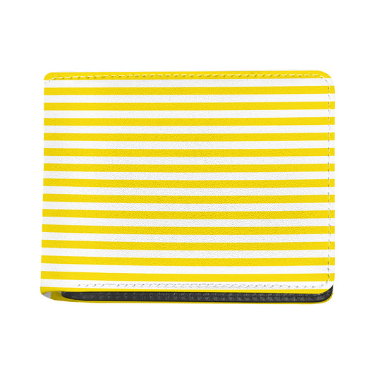 Yellow And White Striped Pattern Print Bifold Wallet