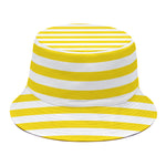 Yellow And White Striped Pattern Print Bucket Hat