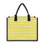 Yellow And White Striped Pattern Print Canvas Tote Bag