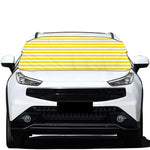 Yellow And White Striped Pattern Print Car Windshield Snow Cover