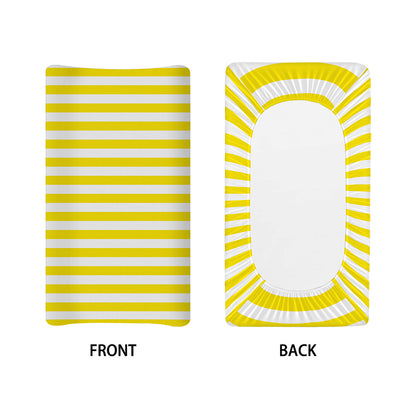 Yellow And White Striped Pattern Print Changing Pad Cover