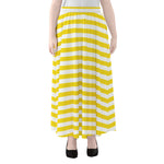 Yellow And White Striped Pattern Print Chiffon Maxi Skirt