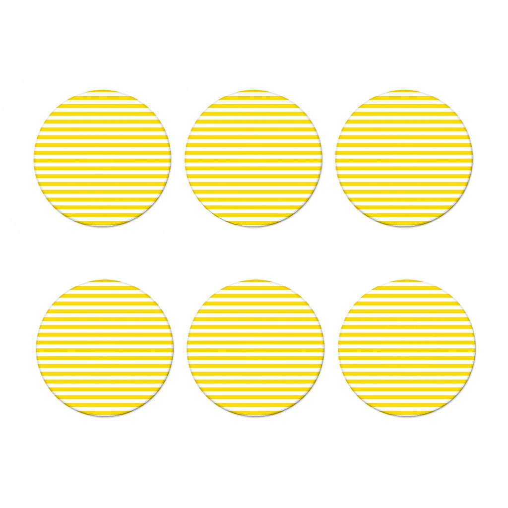 Yellow And White Striped Pattern Print Coaster Set