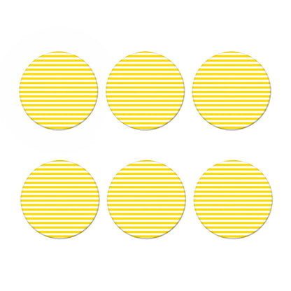 Yellow And White Striped Pattern Print Coaster Set