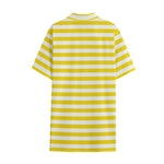 Yellow And White Striped Pattern Print Cotton Hawaiian Shirt