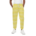 Yellow And White Striped Pattern Print Cotton Sweatpants