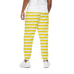 Yellow And White Striped Pattern Print Cotton Pants