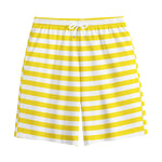 Yellow And White Striped Pattern Print Cotton Shorts