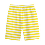 Yellow And White Striped Pattern Print Cotton Shorts