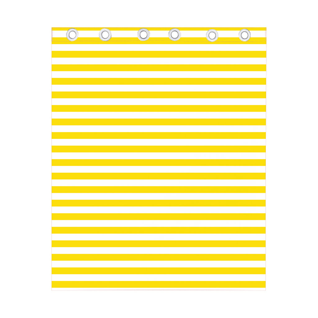 Yellow And White Striped Pattern Print Curtain