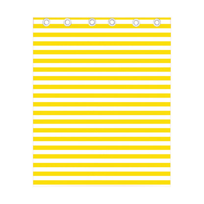 Yellow And White Striped Pattern Print Curtain