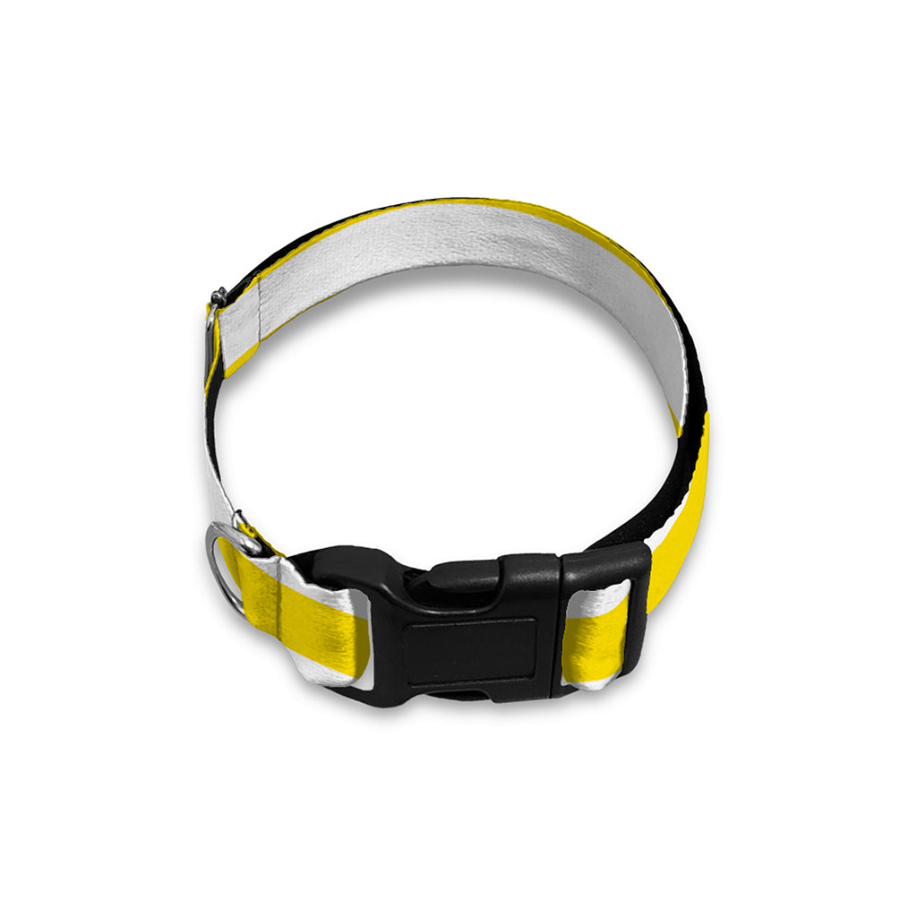 Yellow And White Striped Pattern Print Dog Collar